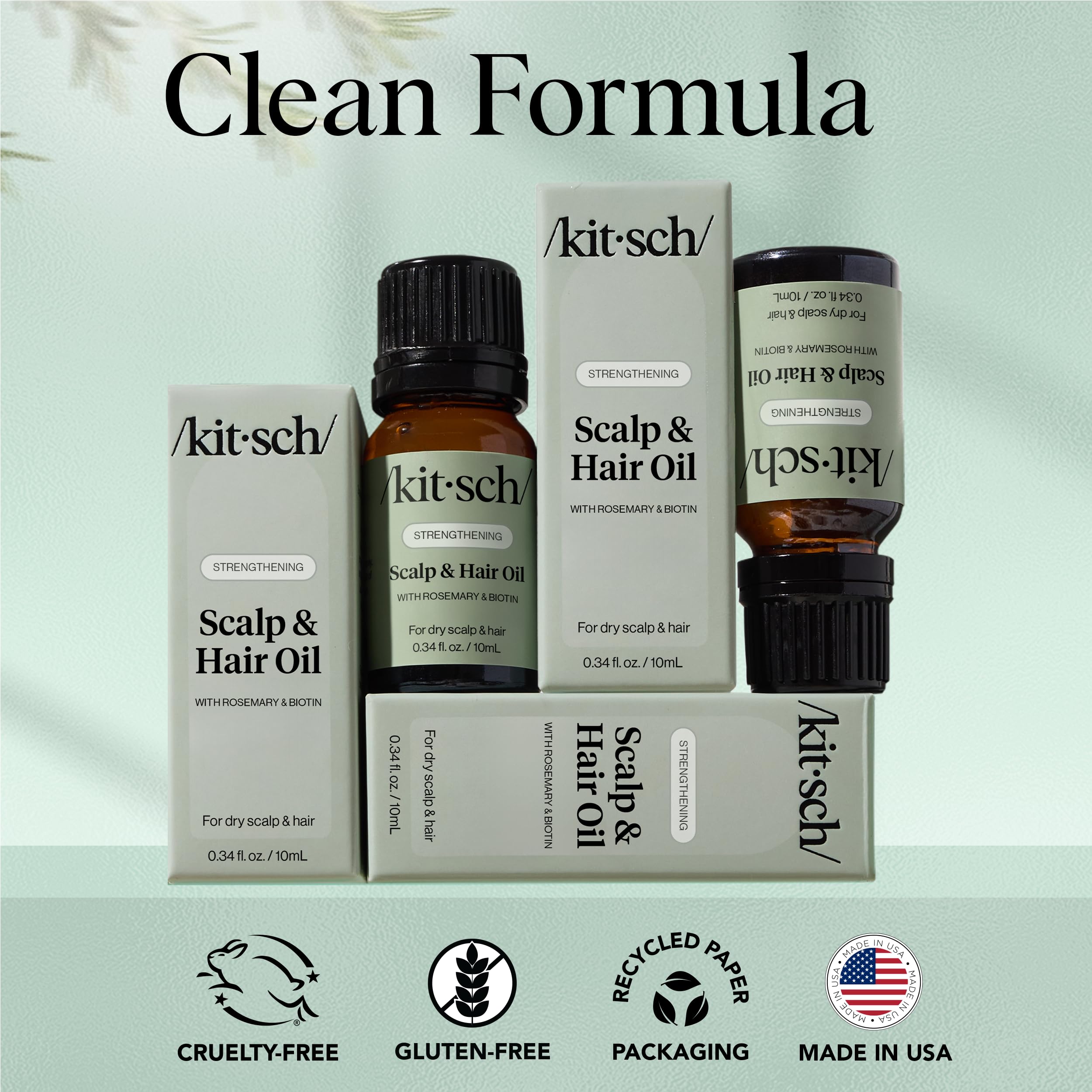 Kitsch rosemary oil with lavender scent for calming hair care.