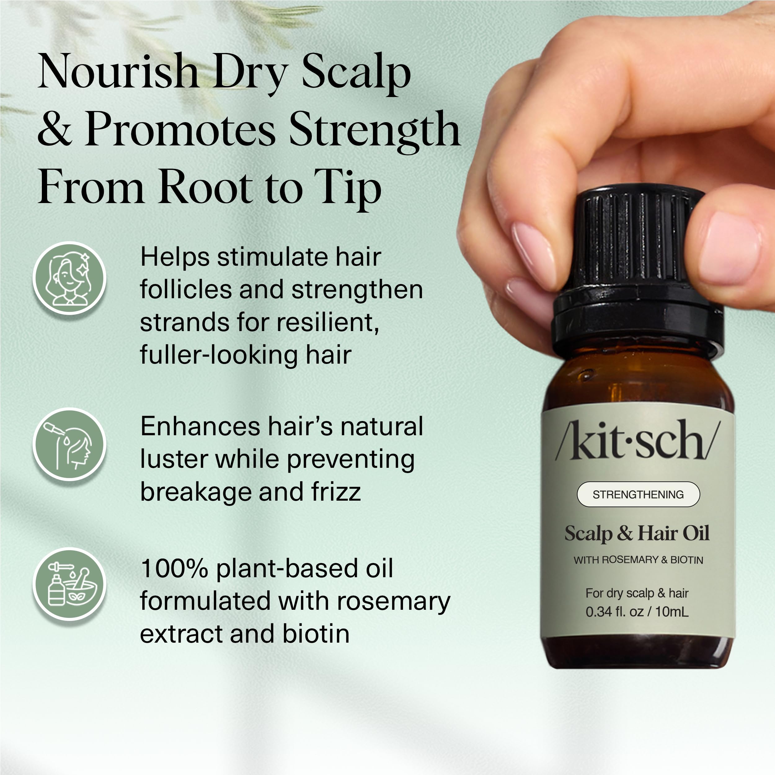 Kitsch rosemary oil applied to scalp for soothing pre-wash care.