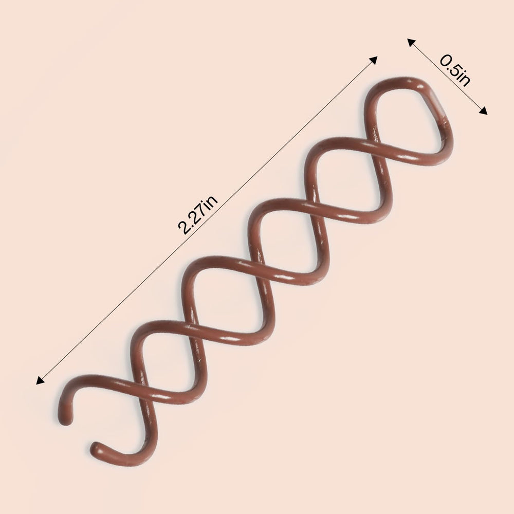Close-up of Kitsch spiral hair pins gripping hair gently for comfortable buns.