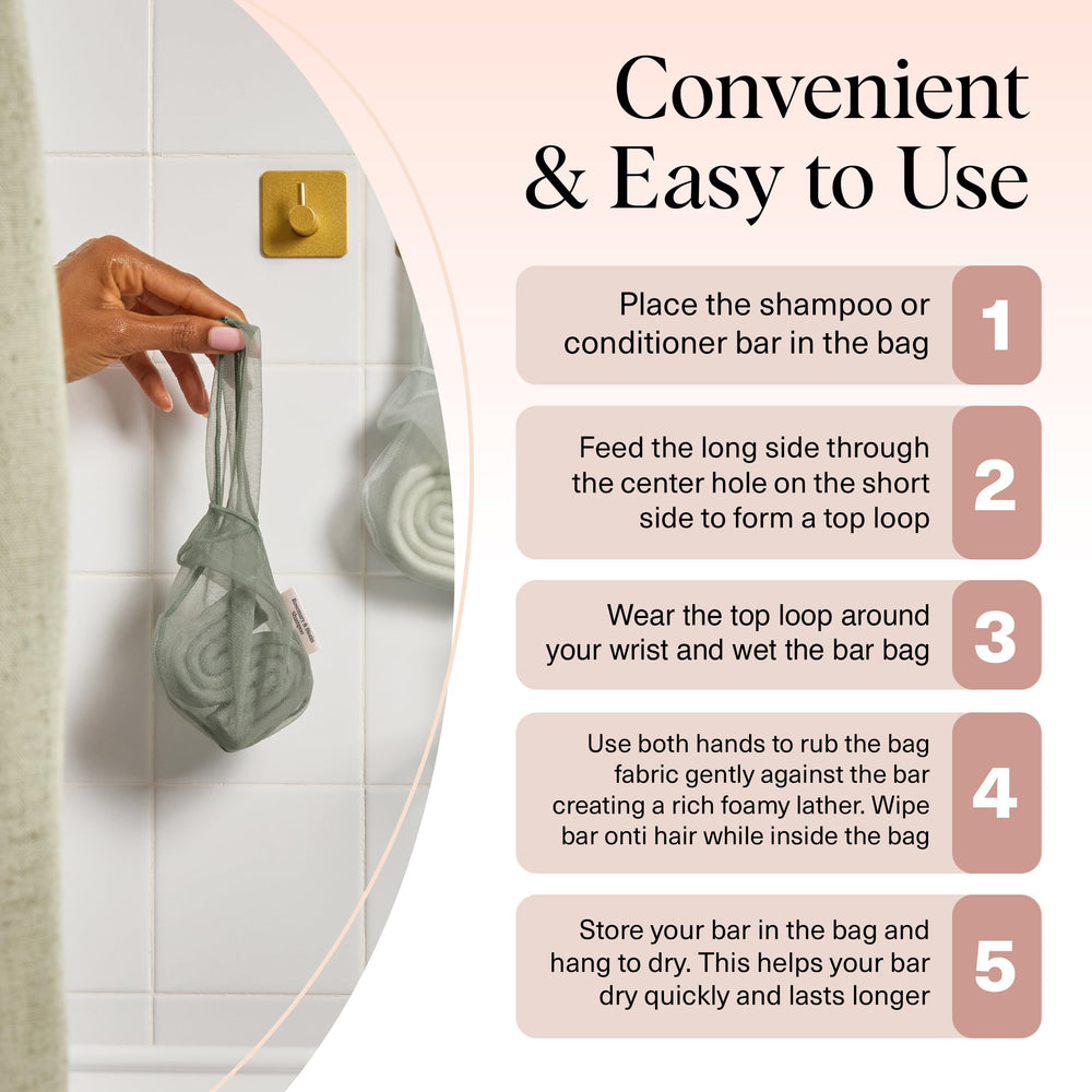 Kitsch recycled rPET mesh fabric provides durability and gentle exfoliation.