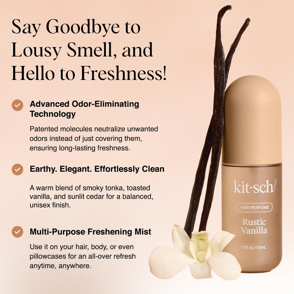 Kitsch Rustic Vanilla spray on hair for gym refresh.