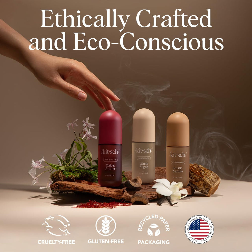 Kitsch Rustic Vanilla vegan cruelty-free badge shown.