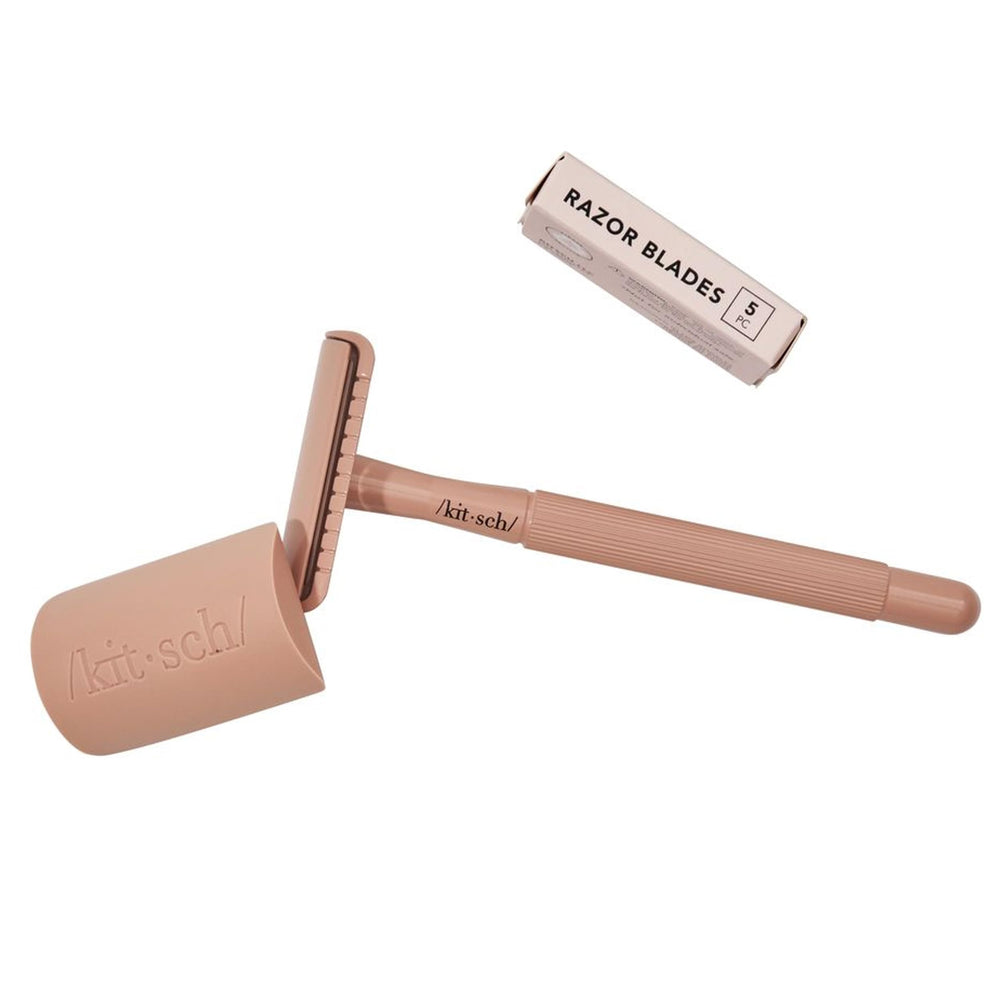 Kitsch safety razor cap attached for safe storage between uses