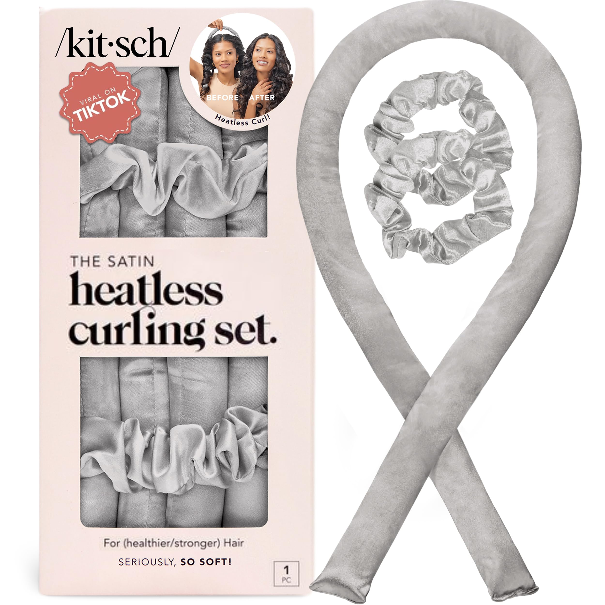 Kitsch satin heatless curler with 34-inch rod for gentle overnight curls