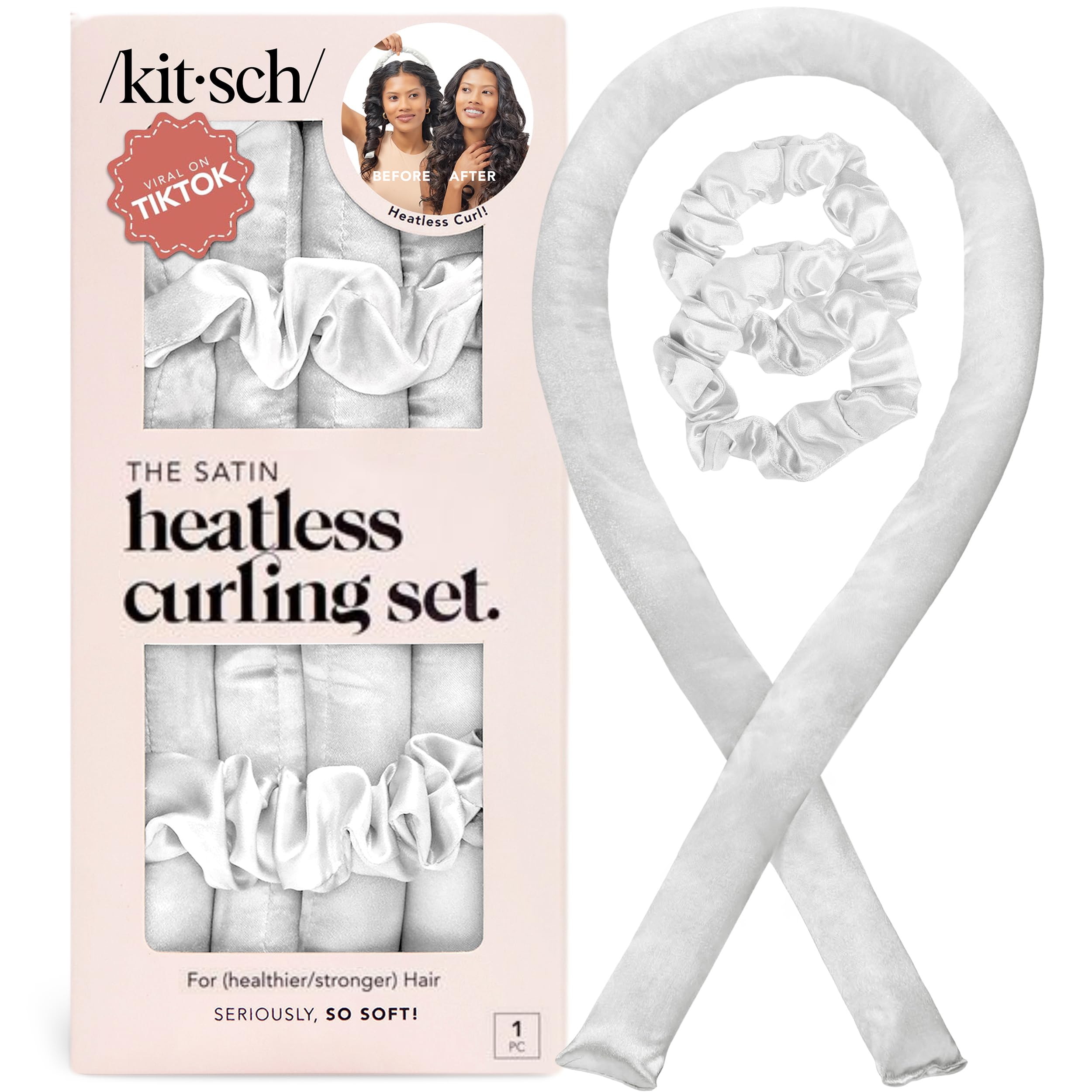 Kitsch satin heatless curler set 34-inch for effortless overnight curls.