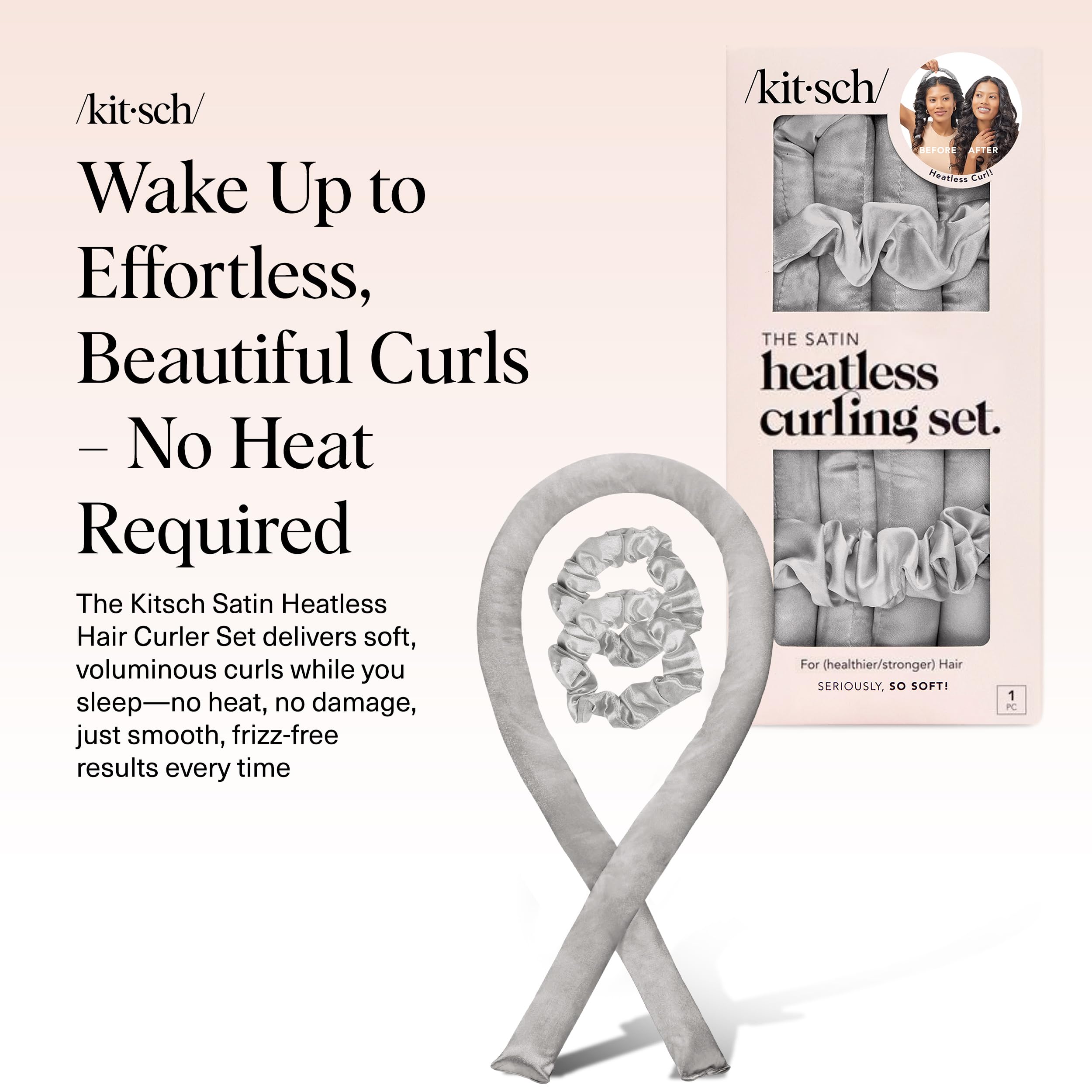 Kitsch satin heatless curler with scrunchies secure hair without heat