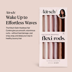 Kitsch satin heatless curlers Rosewood closeup highlights secure wrapping.