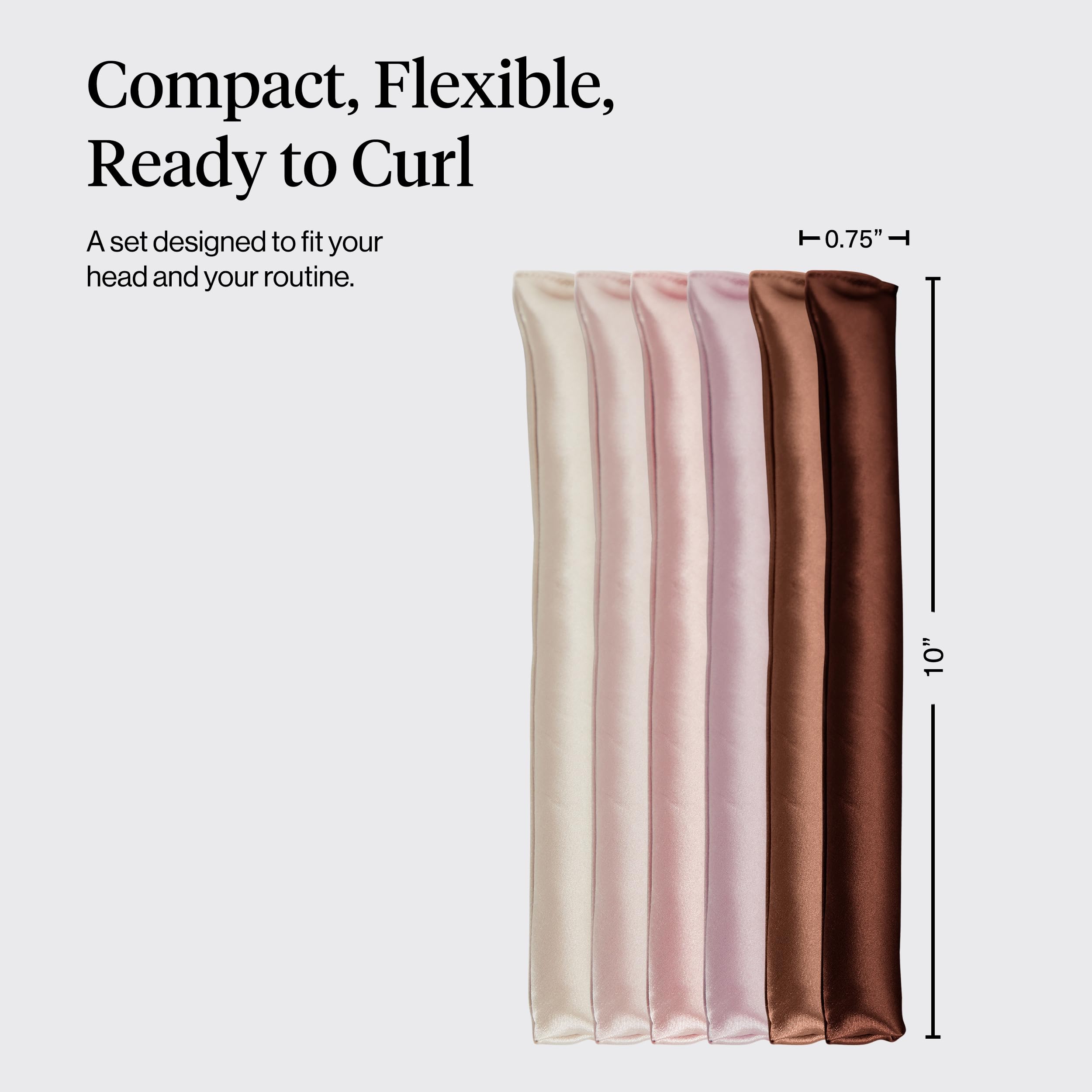 Kitsch satin heatless curlers Rosewood rod closeup showing flexible grip.