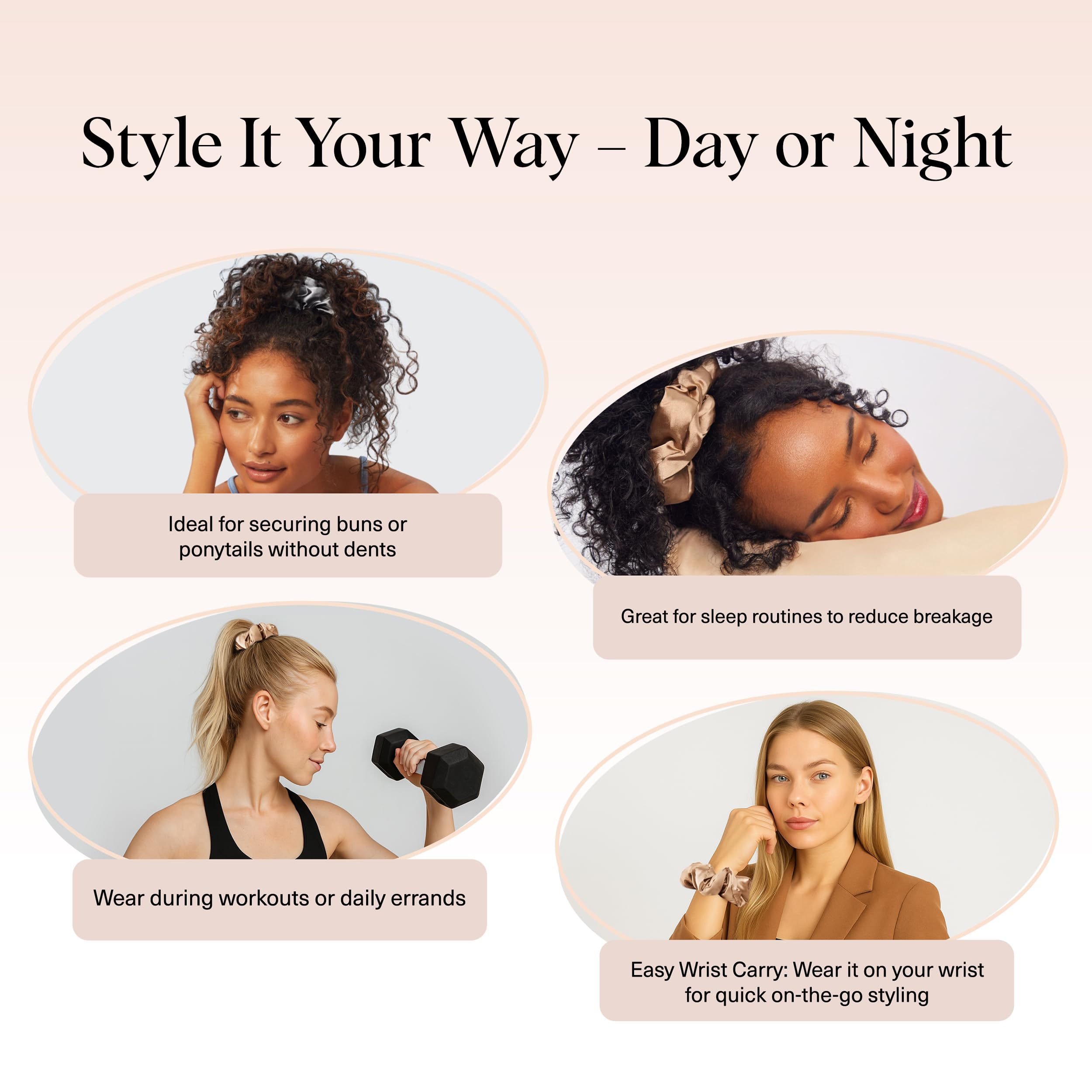 Scrunchies satin Kitsch grande para cabello grueso