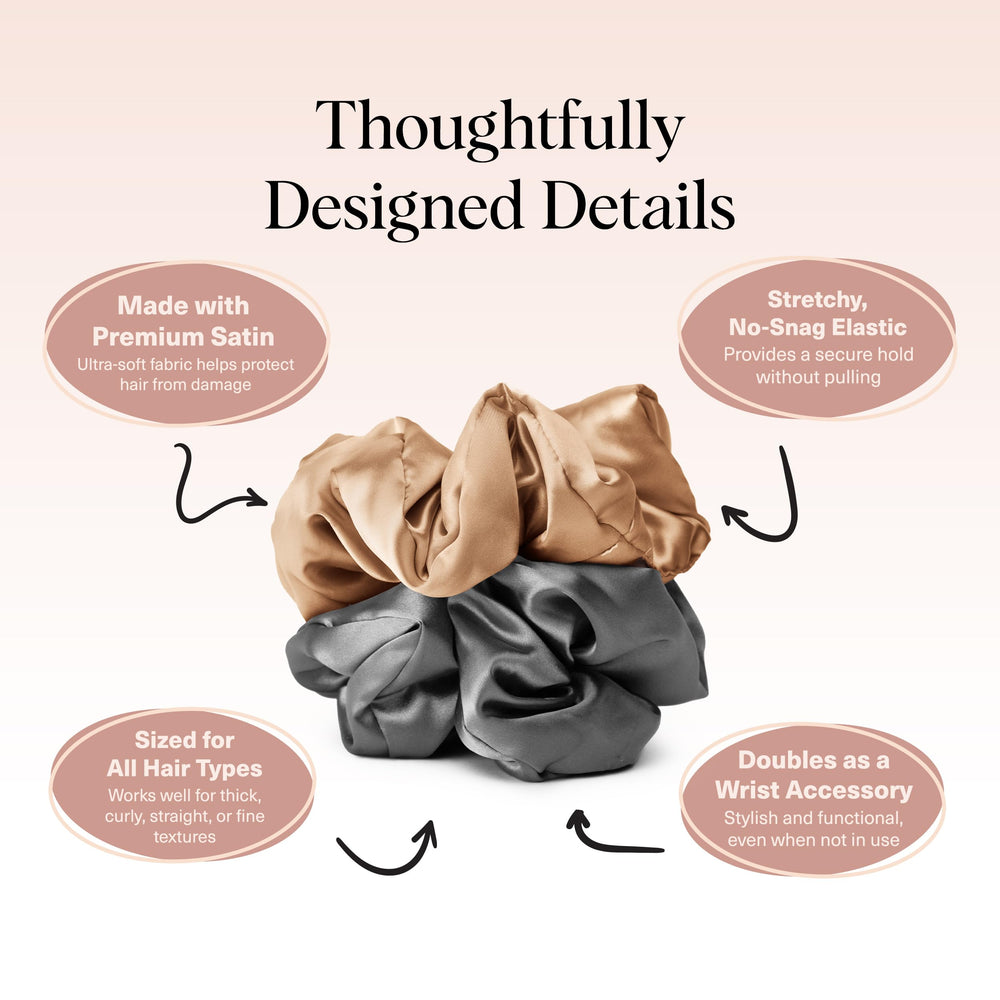 Scrunchies satin Kitsch para cabello diario, uso cómodo sin tirones