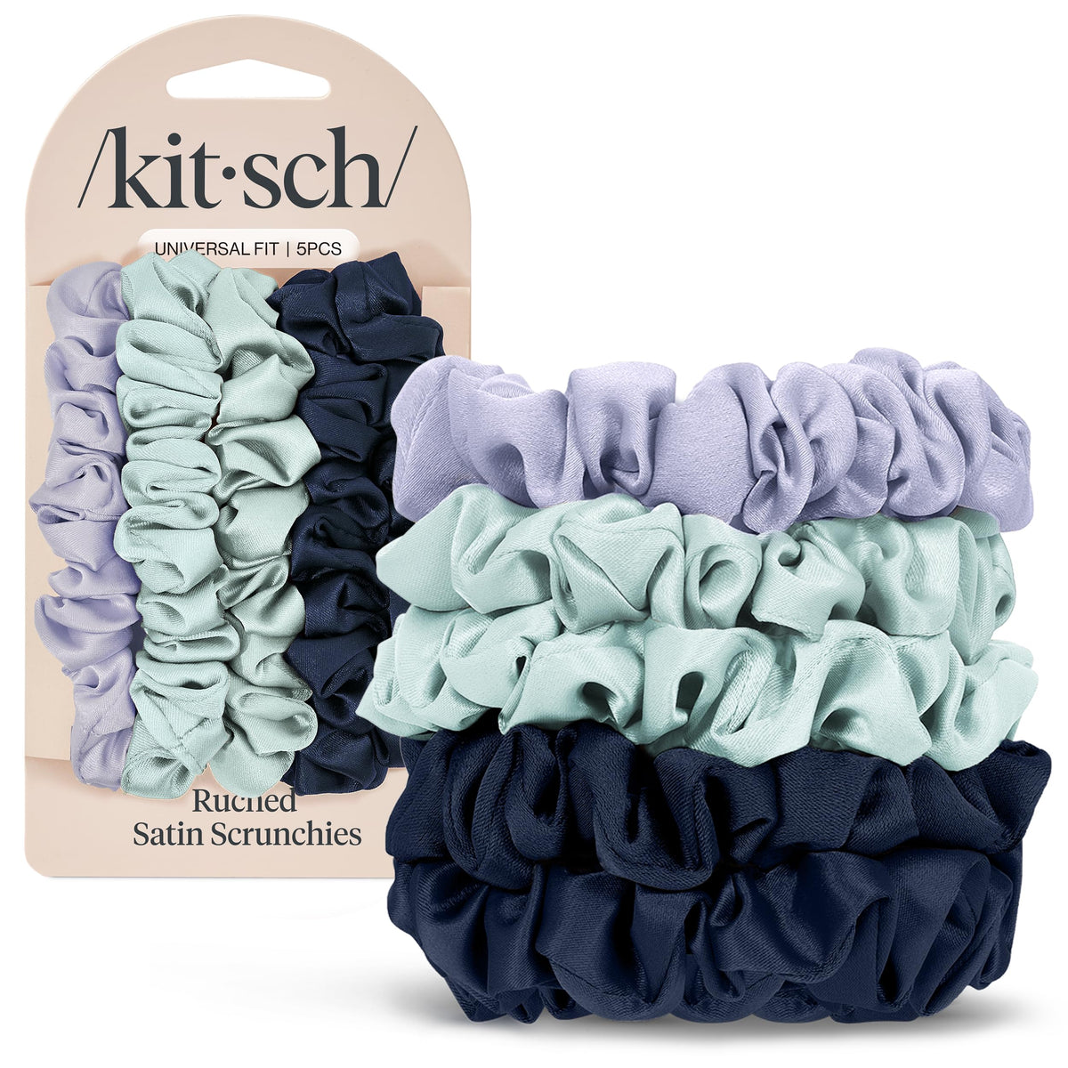 Kitsch satin scrunchies Garden Bouquet set with no-crease hold for all hair types.