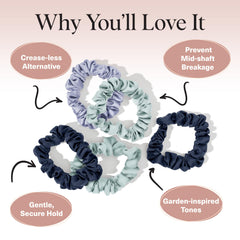 Kitsch no-crease elastic satin scrunchies prevent dents during daily wear.