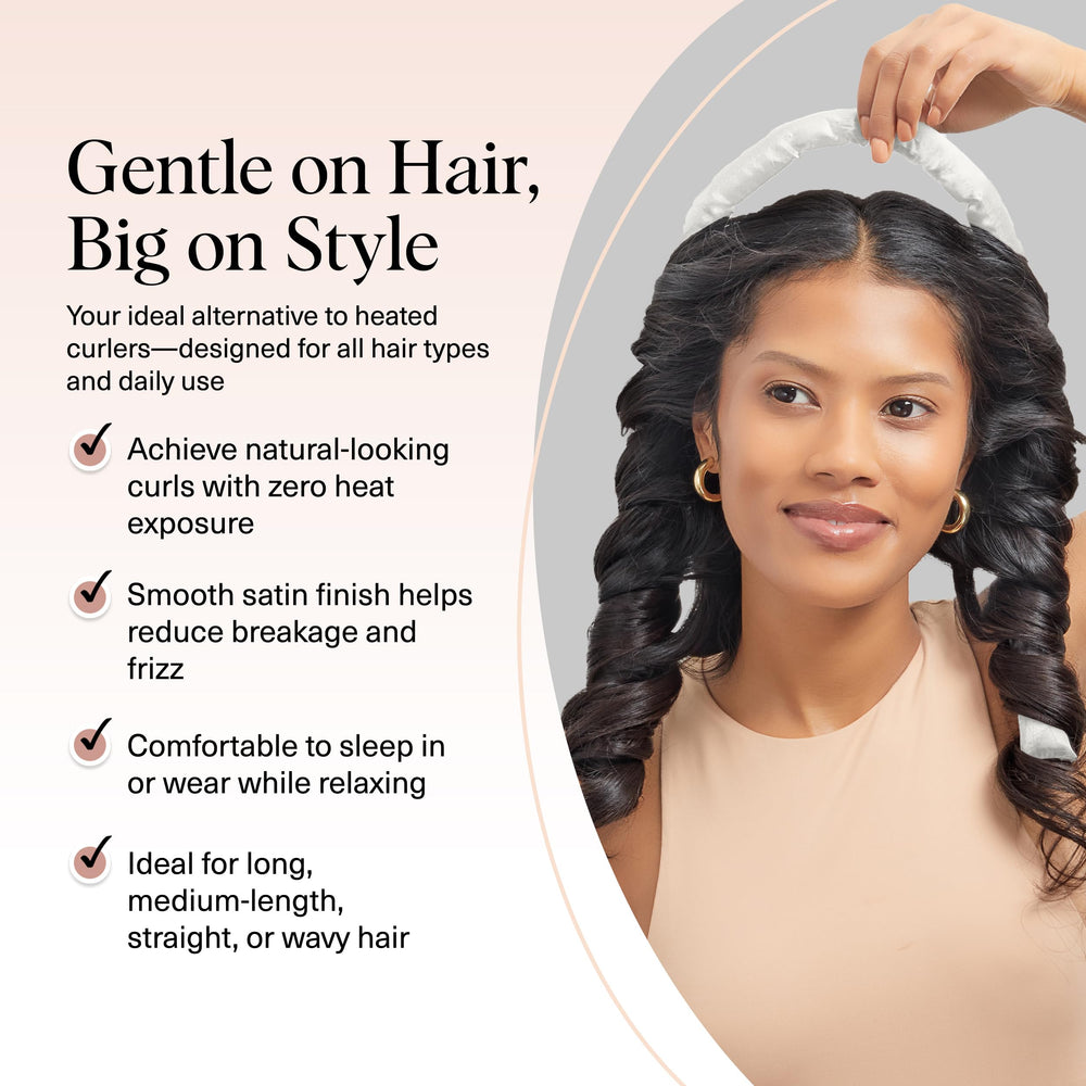 Kitsch satin scrunchies pair securing comfortable overnight curls.