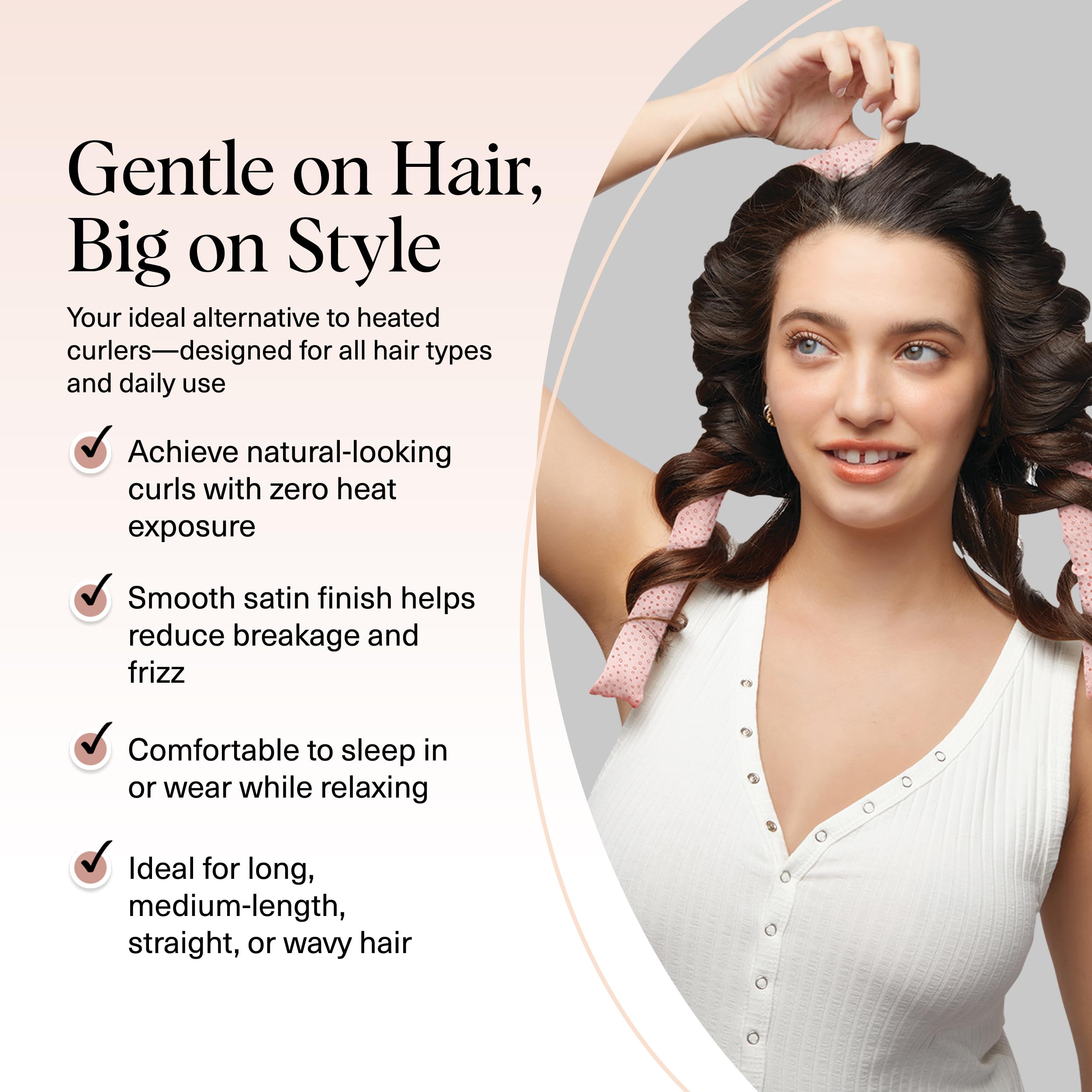 Kitsch satin scrunchies two-pack secures hair gently without creases.