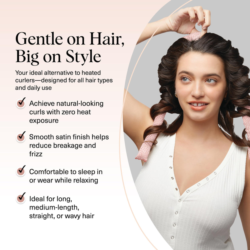Kitsch satin scrunchies two-pack secures hair gently without creases.