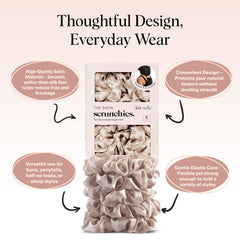 Kitsch satin scrunchie as a stylish wrist accessory.