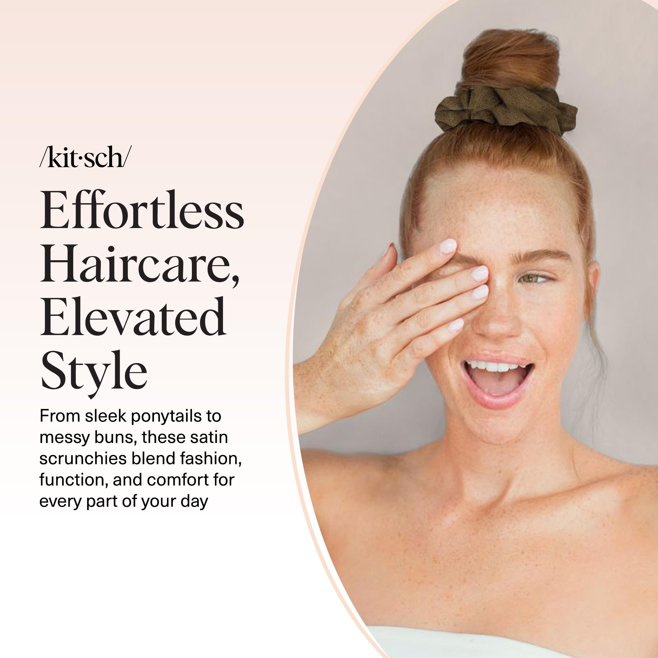 Kitsch Scrunchies en tono verde musgo, combina con looks diarios.