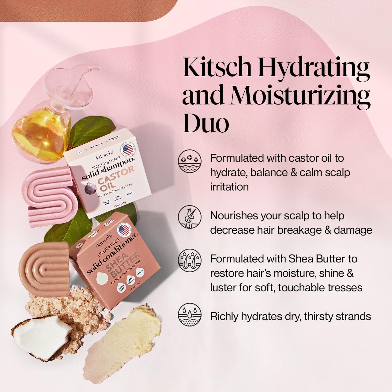Conditioner bar delivers deep hydration for soft, shiny strands.