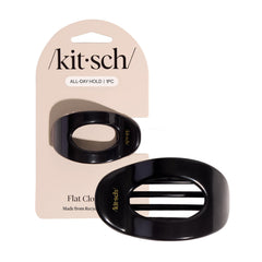 Kitsch small flat claw clip in black hair provides a secure, non-slip hold all day.
