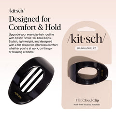 Kitsch small flat claw clip secures grip on various hair types without snagging.