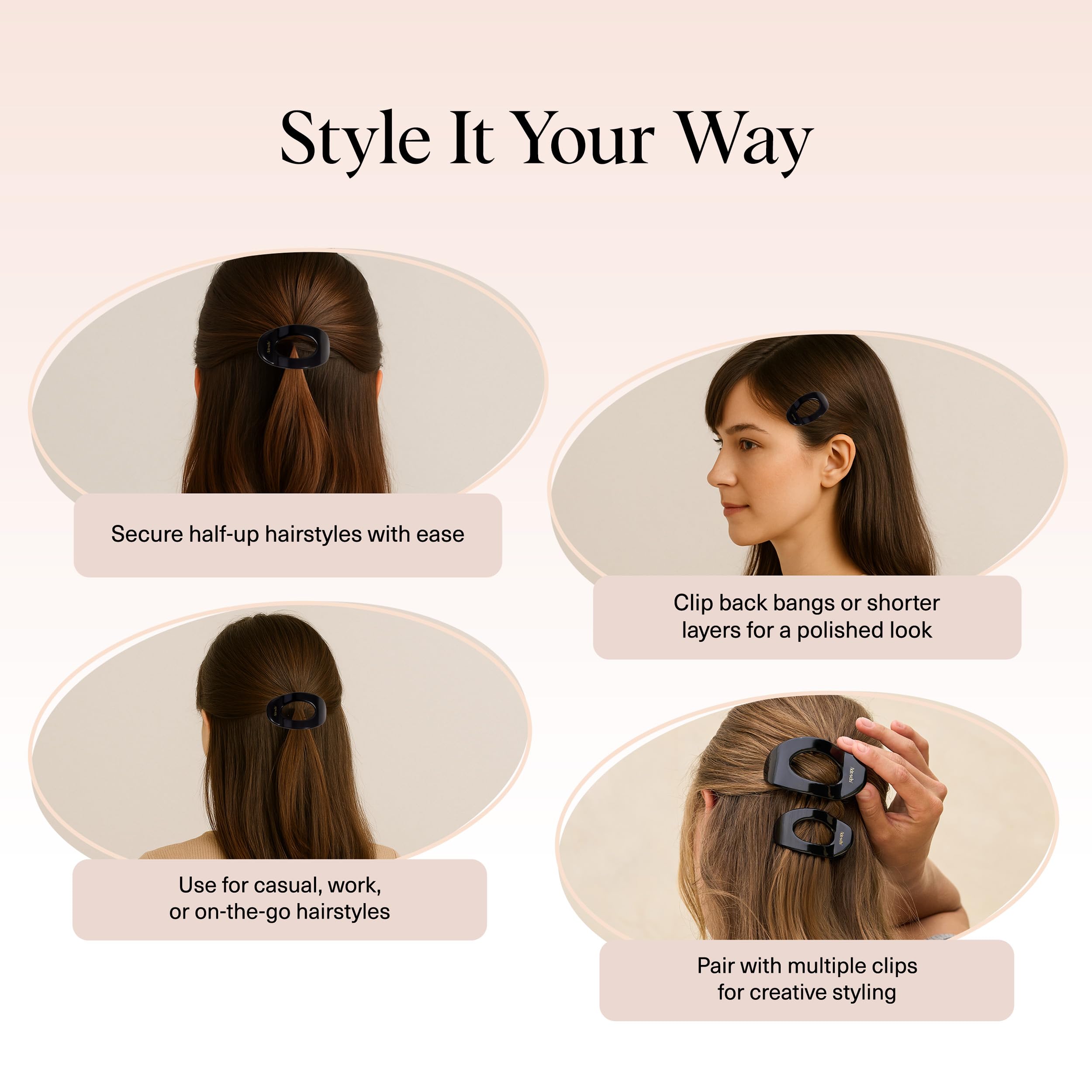 Kitsch small flat claw clip enhances everyday outfits with a sleek, polished look.