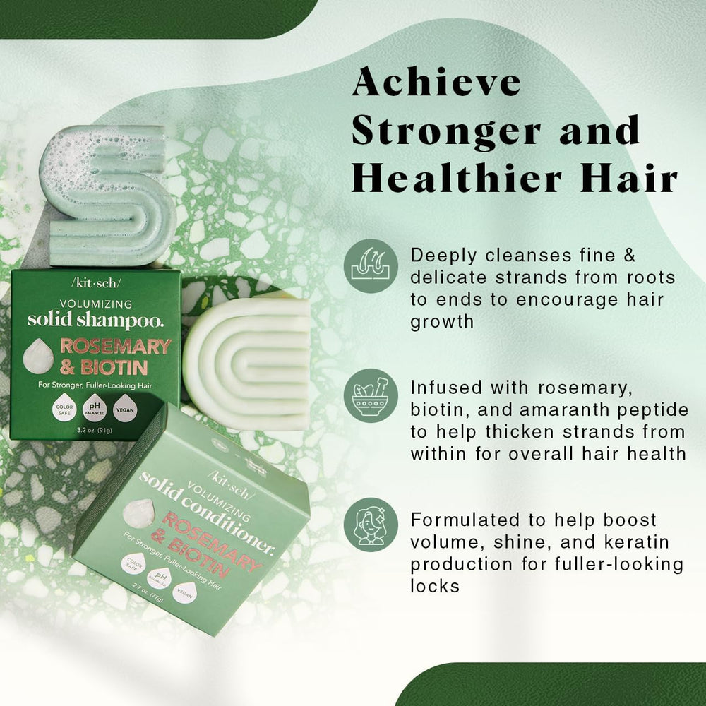Kitsch solid haircare packaging shown, eco-friendly travel-friendly design.