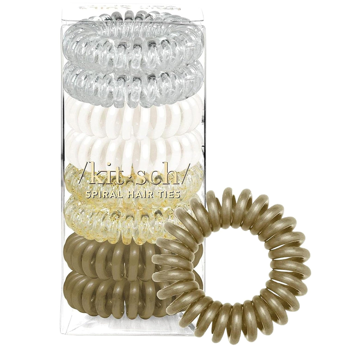 Kitsch spiral hair ties blonde 8-pack ready to tame thick hair softly.