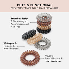 Kitsch brunette coil worn as bracelet highlights versatile accessory for everyday outfits.