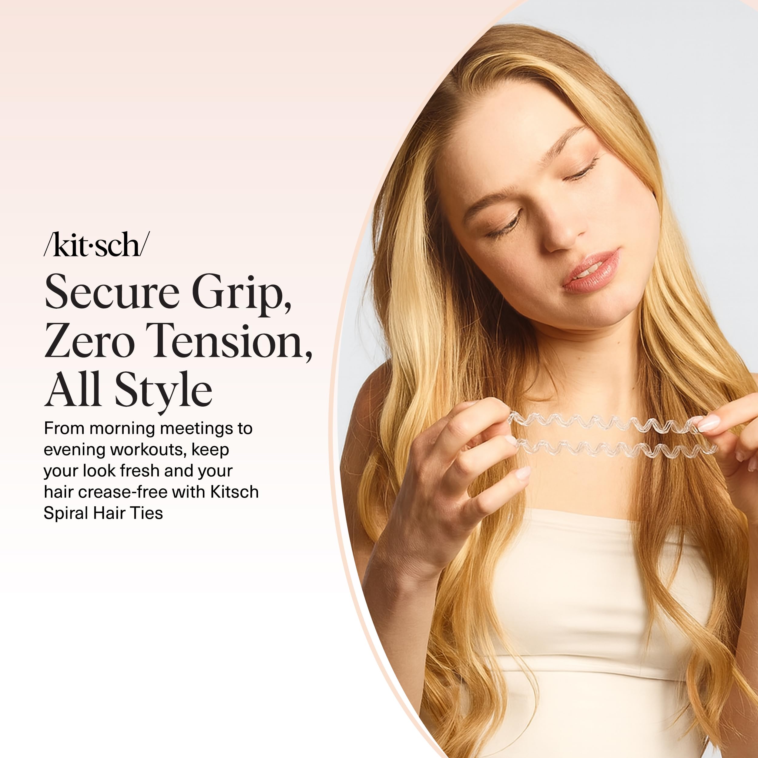 Kitsch spiral hair ties compact and lightweight for on-the-go styling.