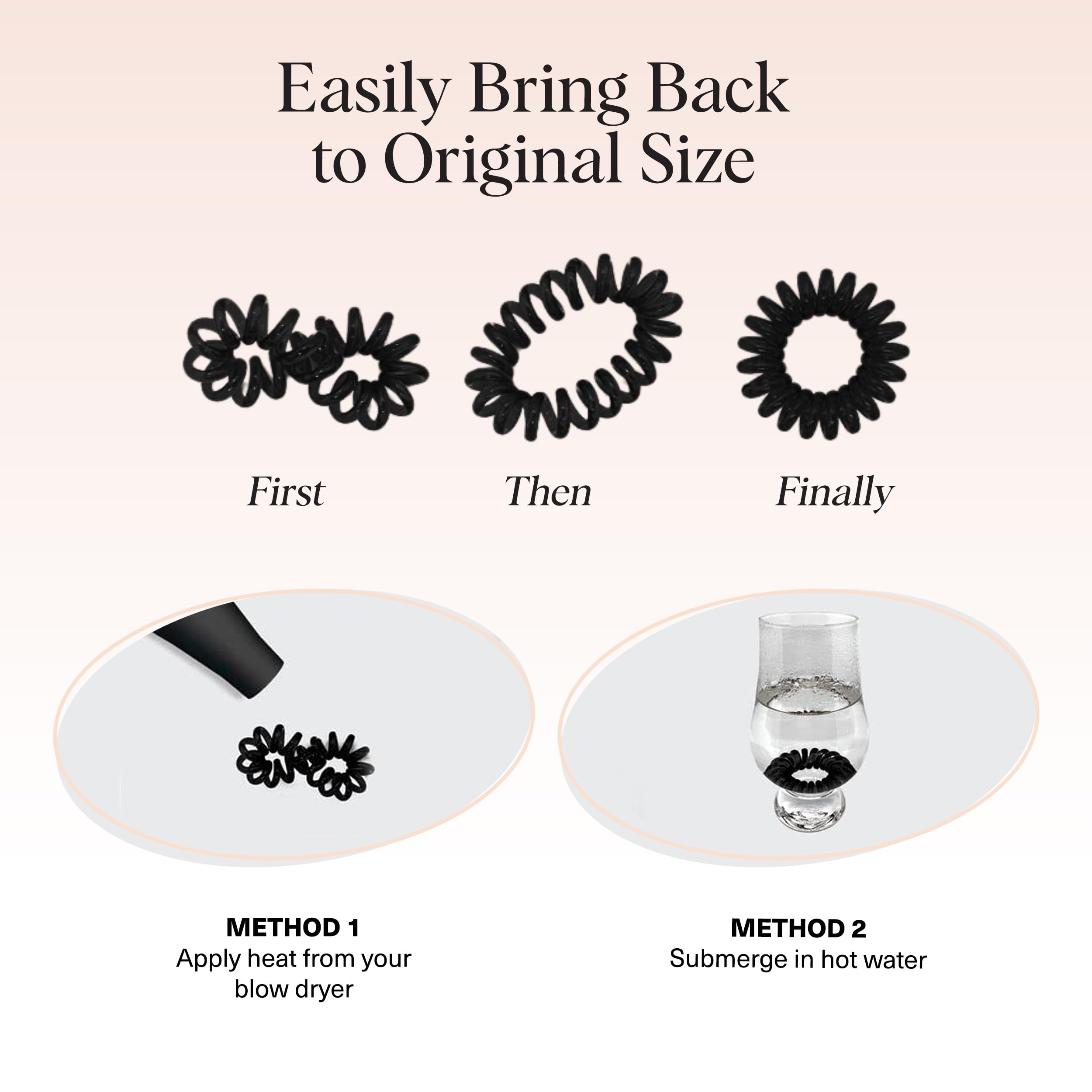Kitsch spiral hair ties hygienic non-absorbent compared to fabric bands.