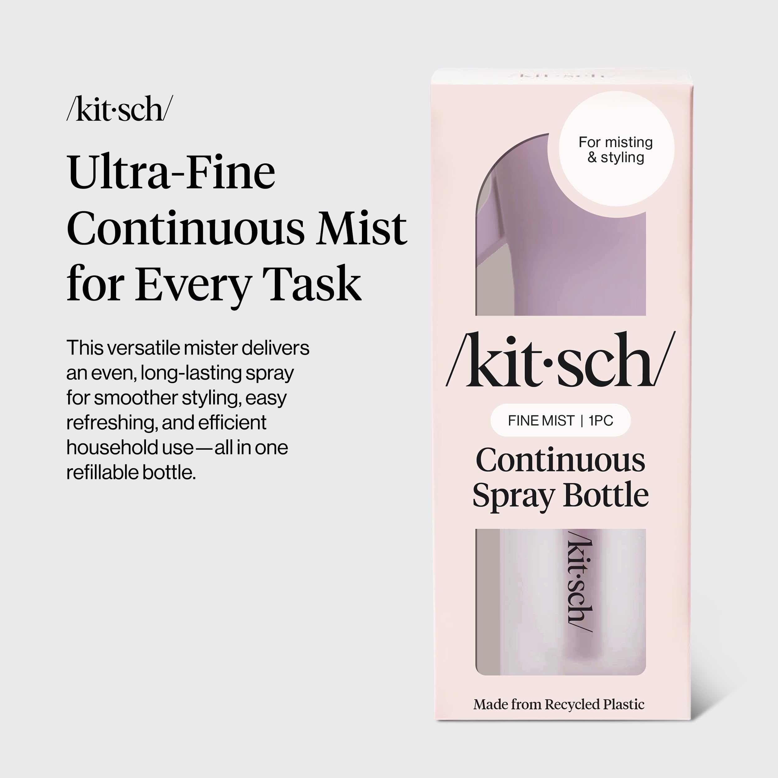 Kitsch spray bottle for cleaning offering light, controlled mist.