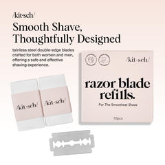 Kitsch stainless steel blade refills shown for durable, rust-resistant performance.
