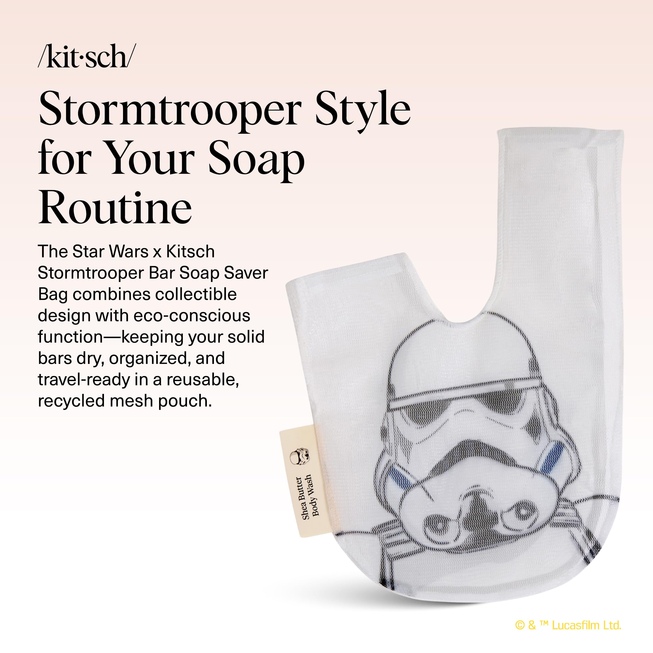 Kitsch Star Wars: bolsa de jabón de malla reciclada, uso diario.