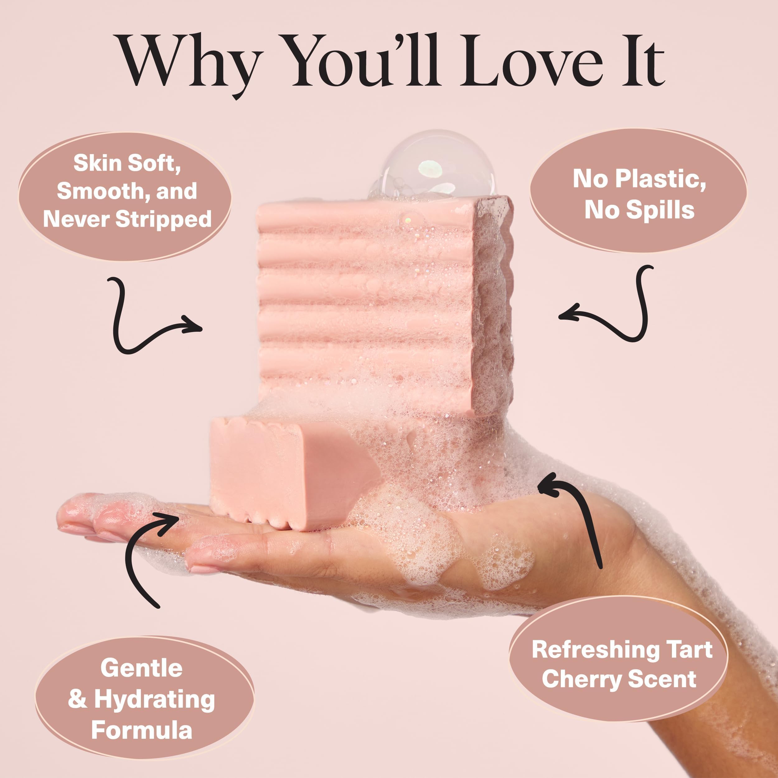 Kitsch Tart Cherry Soap Bar packaging highlights eco-friendly recyclable materials.