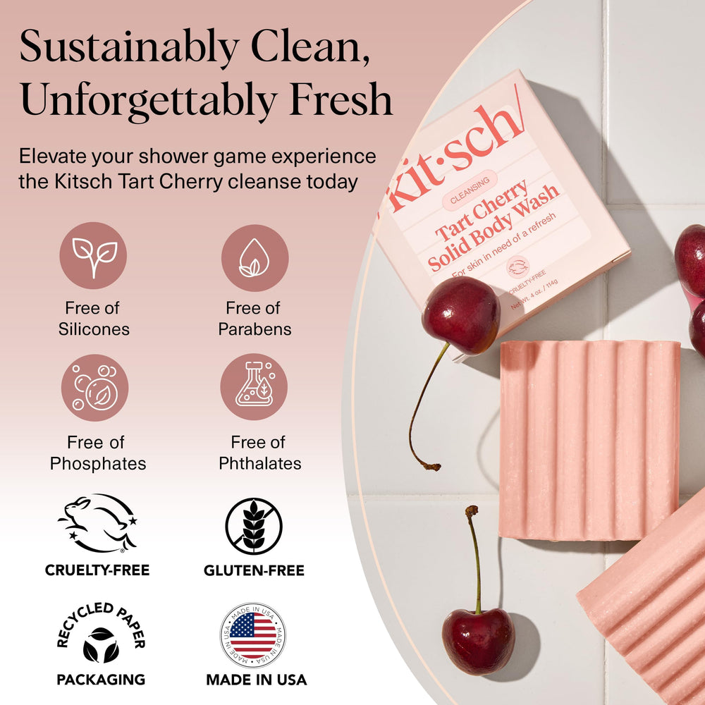 Kitsch Tart Cherry Soap Bar recyclable packaging supports zero-waste routines.