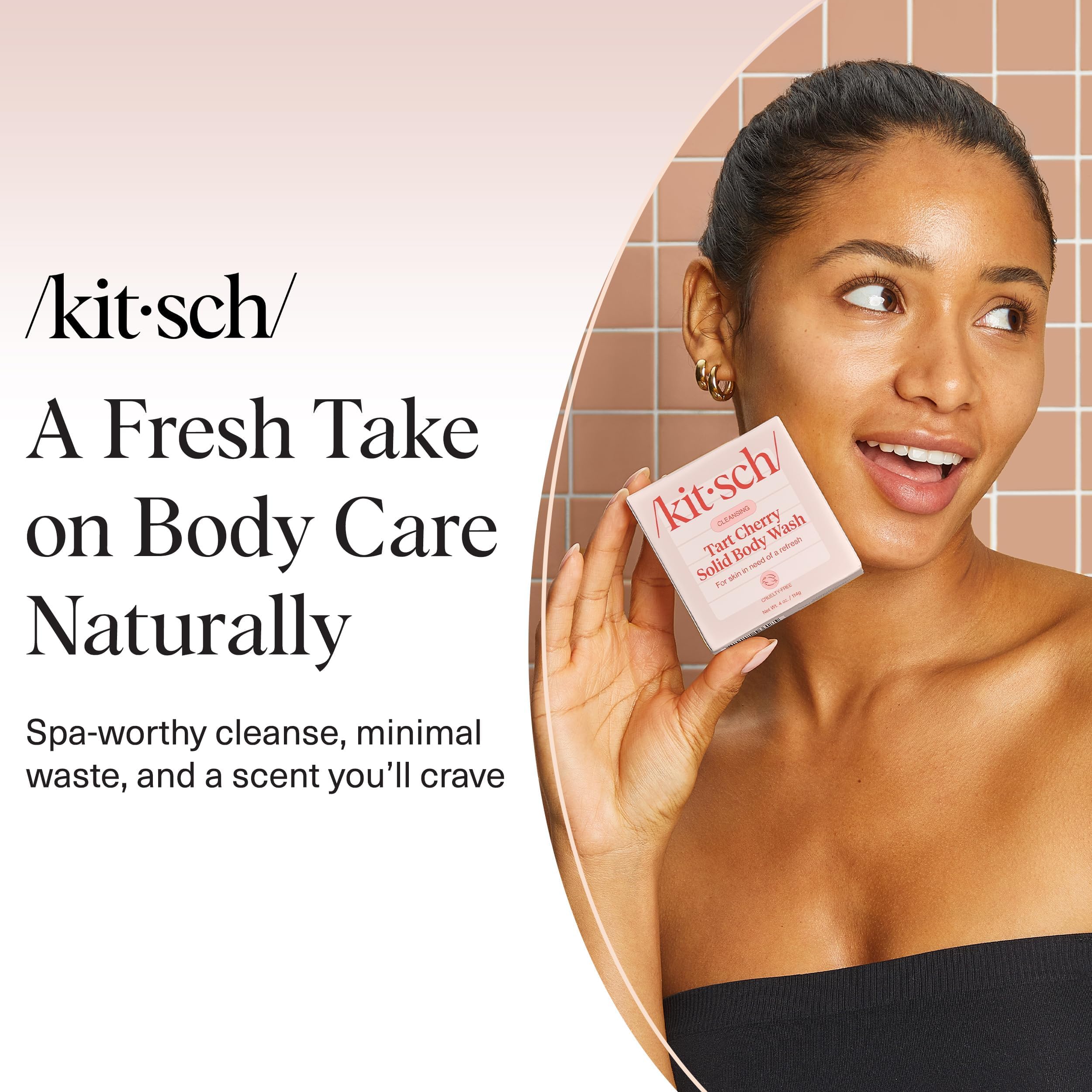 Kitsch Tart Cherry Soap Bar ribbed texture close-up for secure grip.