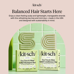 Kitsch Tea Tree Conditioner Bar on damp hair delivers detangling and smooth styling.