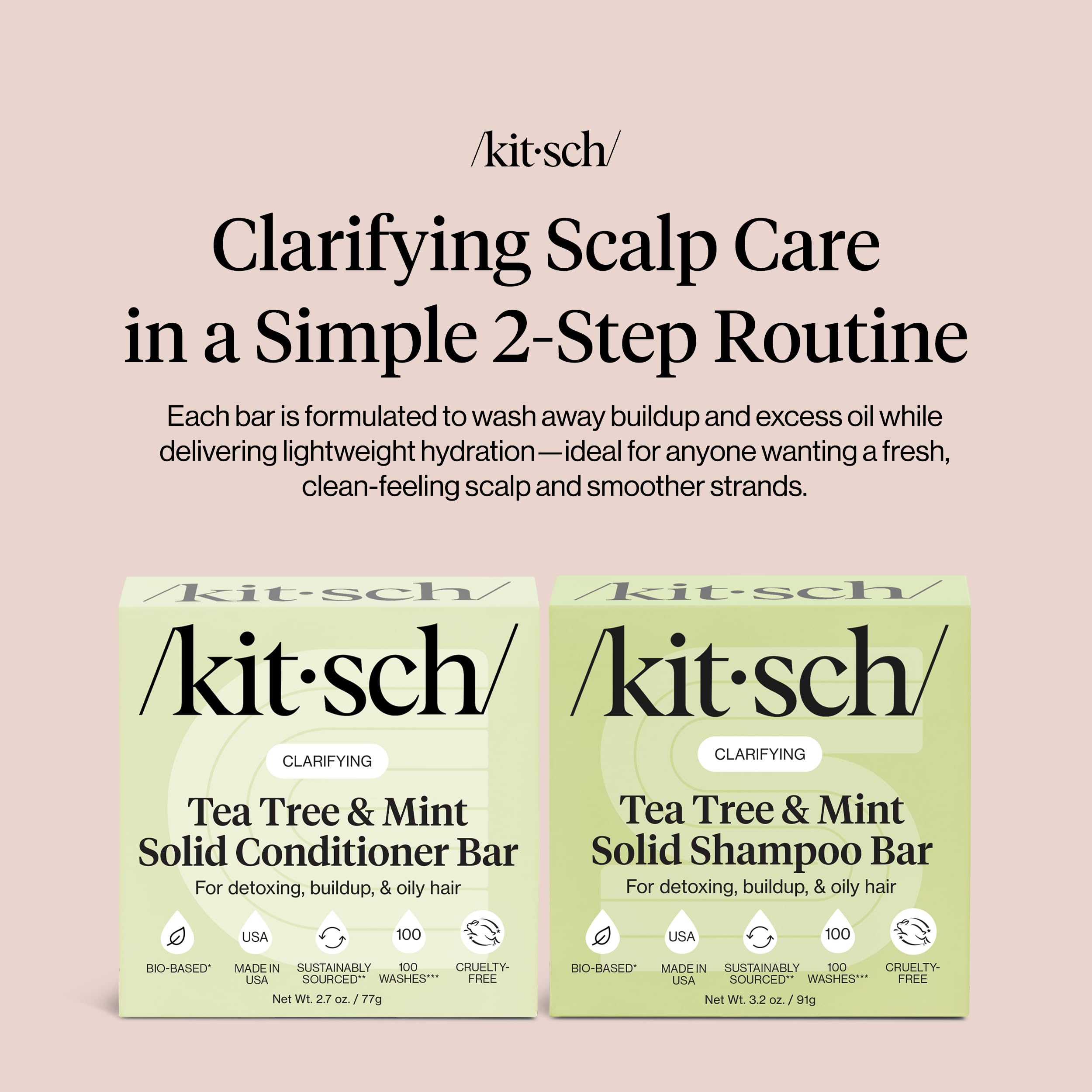Kitsch Tea Tree Shampoo Bar with mint fragrance evokes spa-like refreshment.