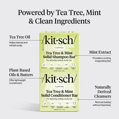 Kitsch Tea Tree Shampoo Bar on damp hair demonstrates oil-control and lightweight cleansing.