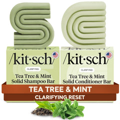 Kitsch Tea Tree Shampoo Bar packaging highlights eco-friendly design for clean, sustainable hair care.