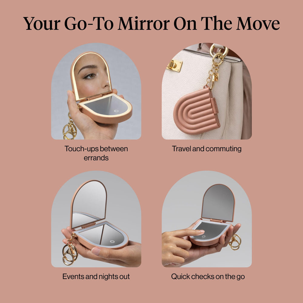 Kitsch terracotta color compact mirror adds warmth to your routine.