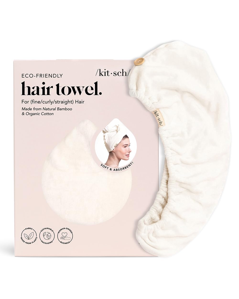 Kitsch toalla para cabello con control del encrespamiento y menos fricción.