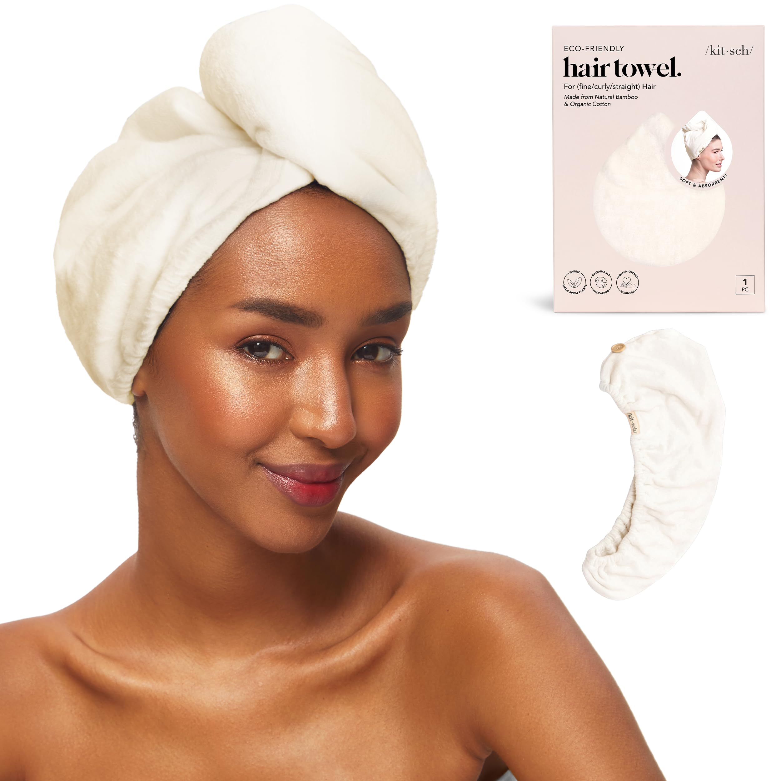Kitsch toalla de cabello microfibra ultraabsorbente para secado rápido y suave.