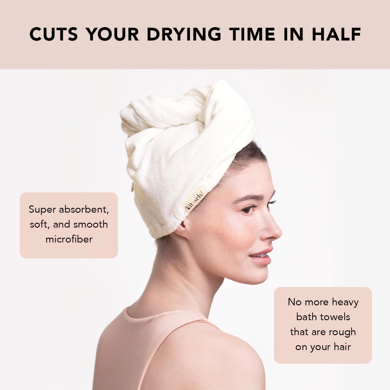 Kitsch toalla postducha, rápida y práctica para secar el cabello.