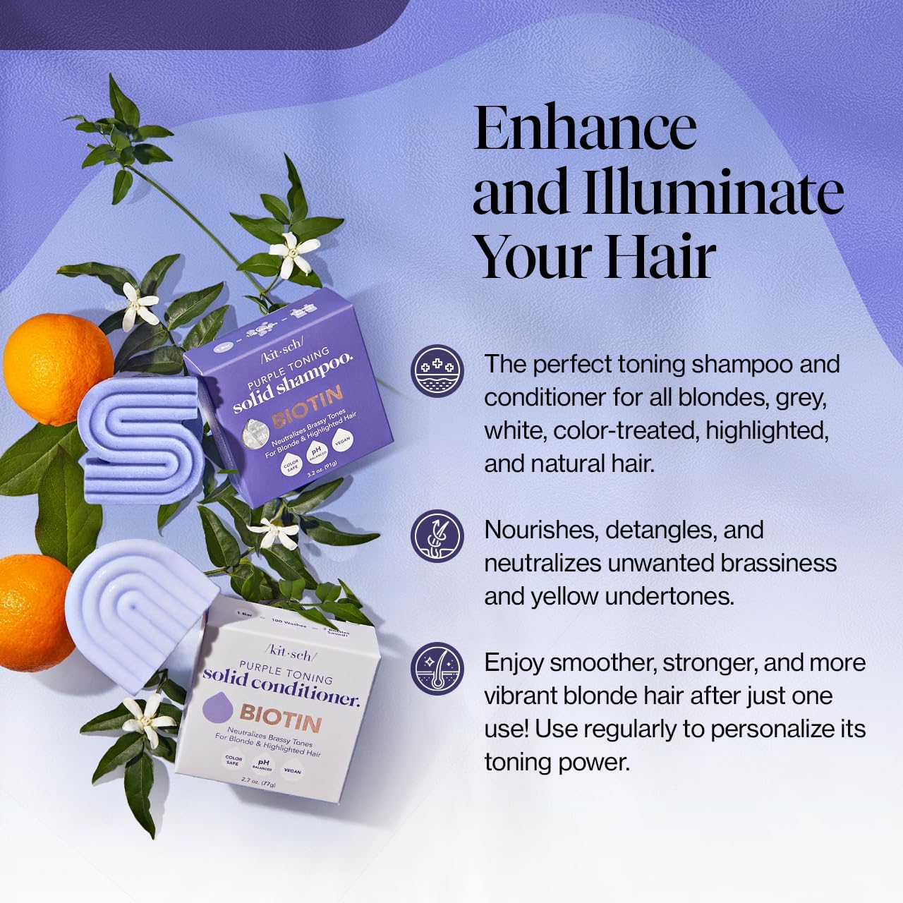 Kitsch purple conditioner bar smoothing blonde ends