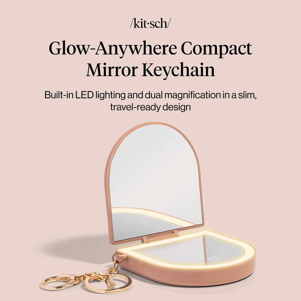 Kitsch travel makeup mirror with light and dual magnification for precise detail.