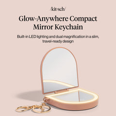 Kitsch travel makeup mirror with light and dual magnification for precise detail.