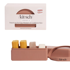 Kitsch travel soap case leak-proof silicone band keeps bars dry during transit.