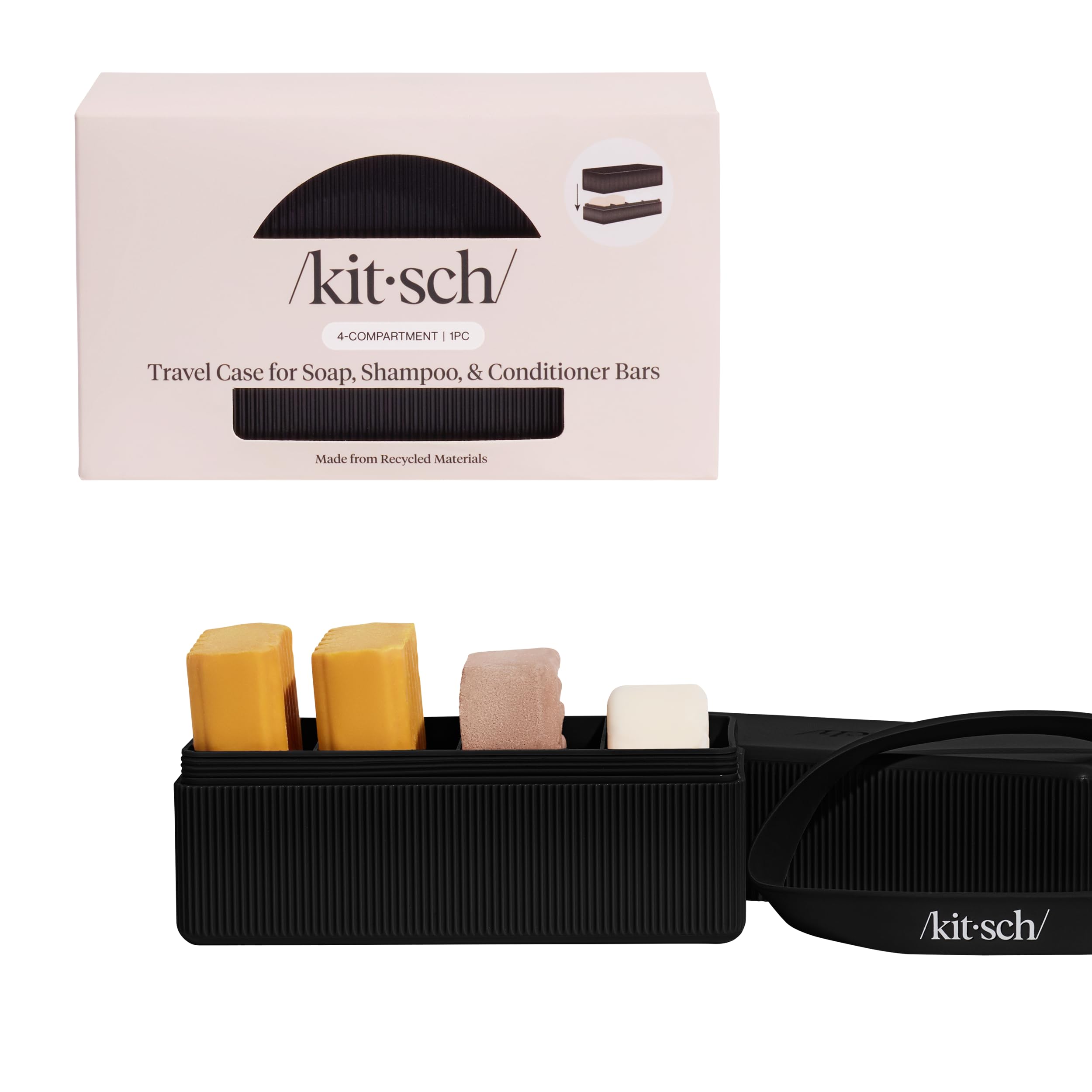 Kitsch Travel Soap Case Leak-Proof featuring a secure silicone band for dry bars on the go