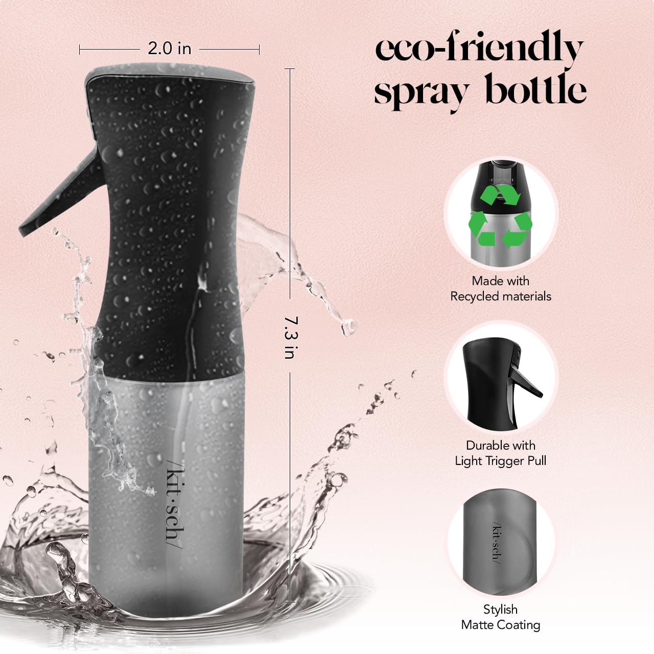 Kitsch ultra-fine mist bottle provides light hydration for curls and waves.